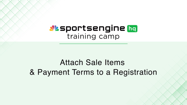 Attach Sale Items and Payment Terms to a Registration